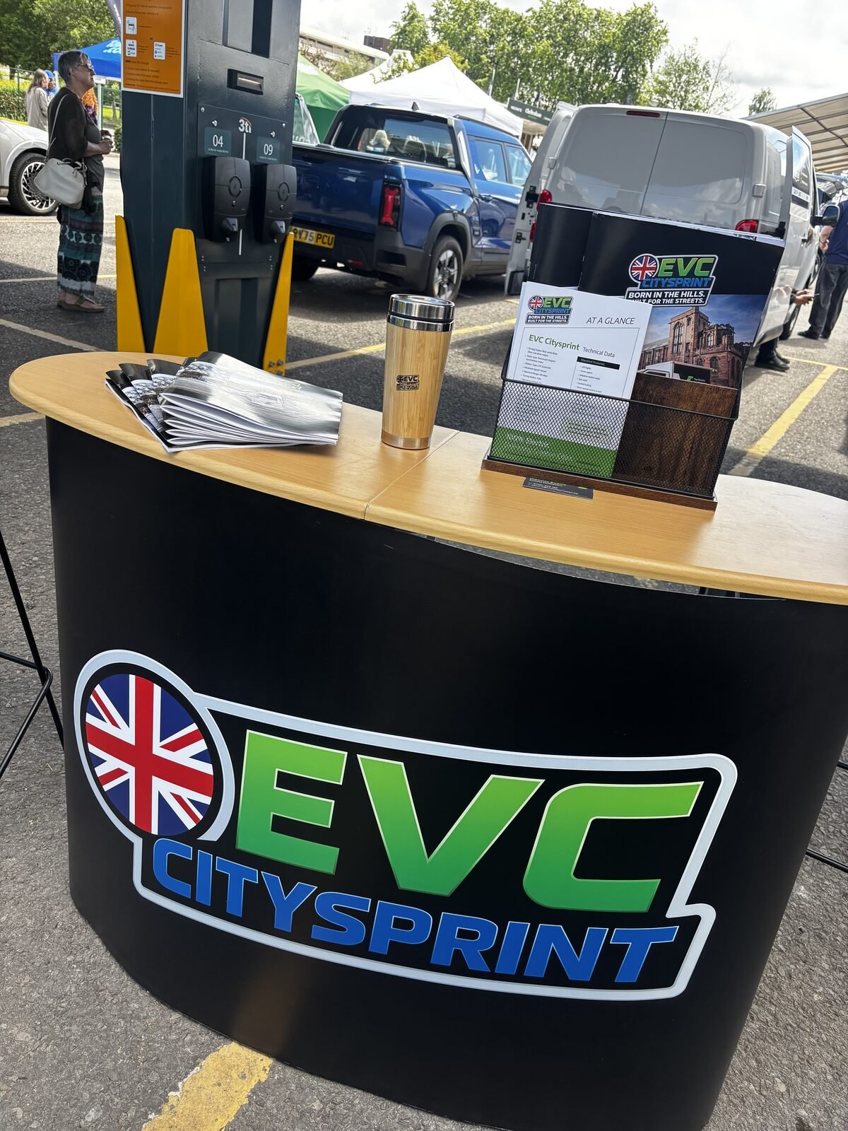 The EVC CitySprint stand at Everything Electric WEST, Cheltenham Racecourse