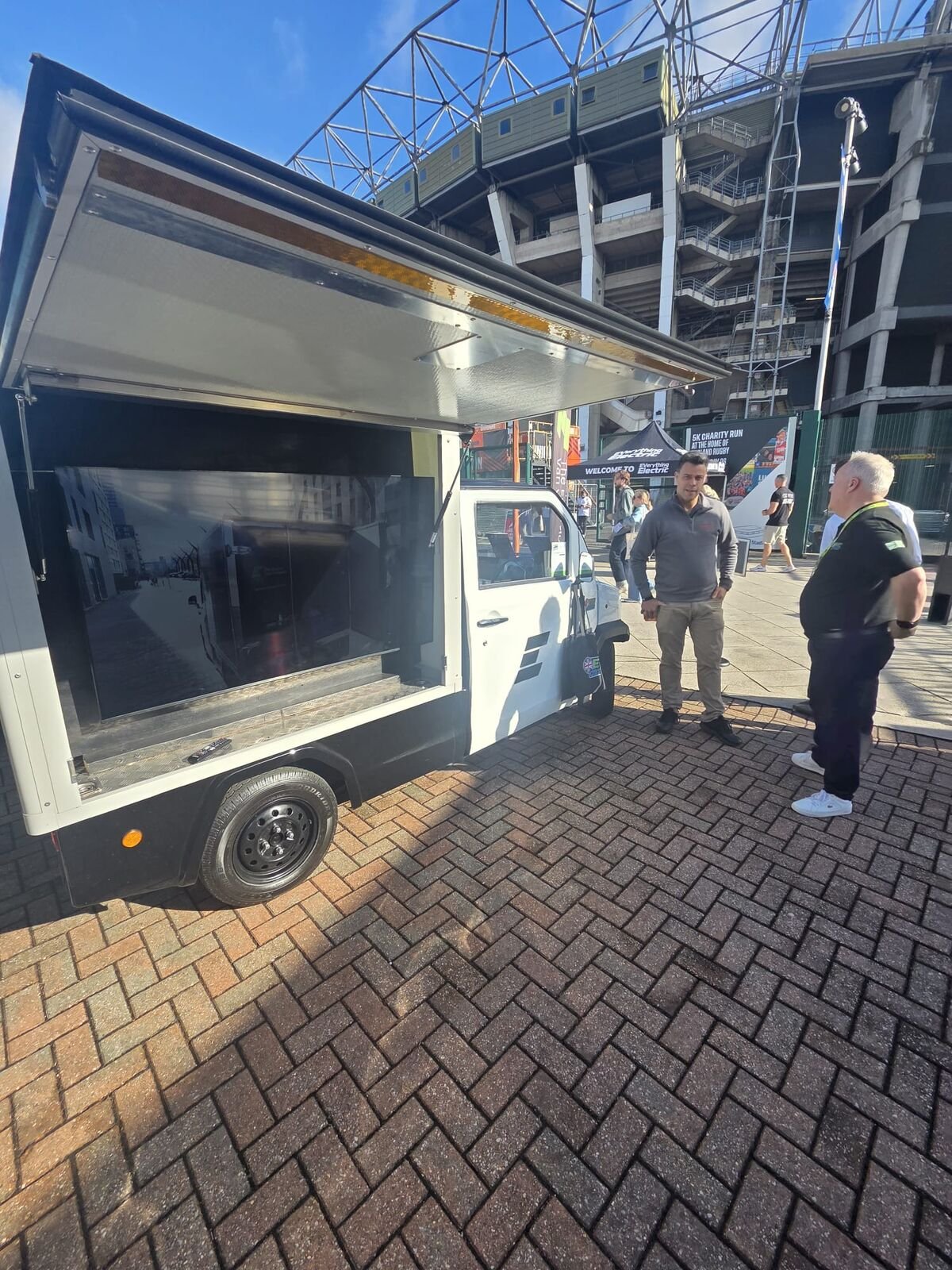 The Mobile Advertising Vehicle, with the Allianz Stadium behind