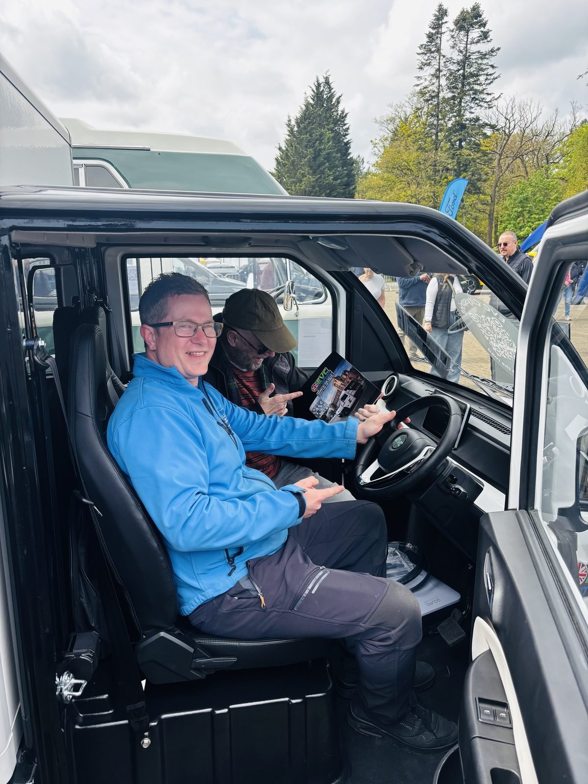 Enthusiastic visitors heading out on a test drive