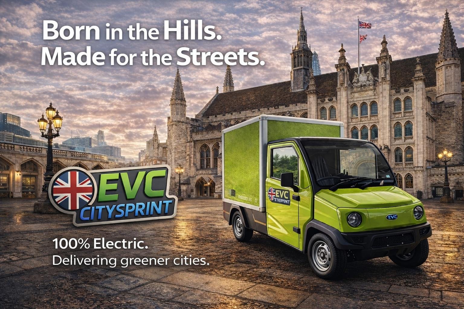 EVC CitySprint — Born in the Hills, Made for the Streets. 100% Electric, delivering greener cities.