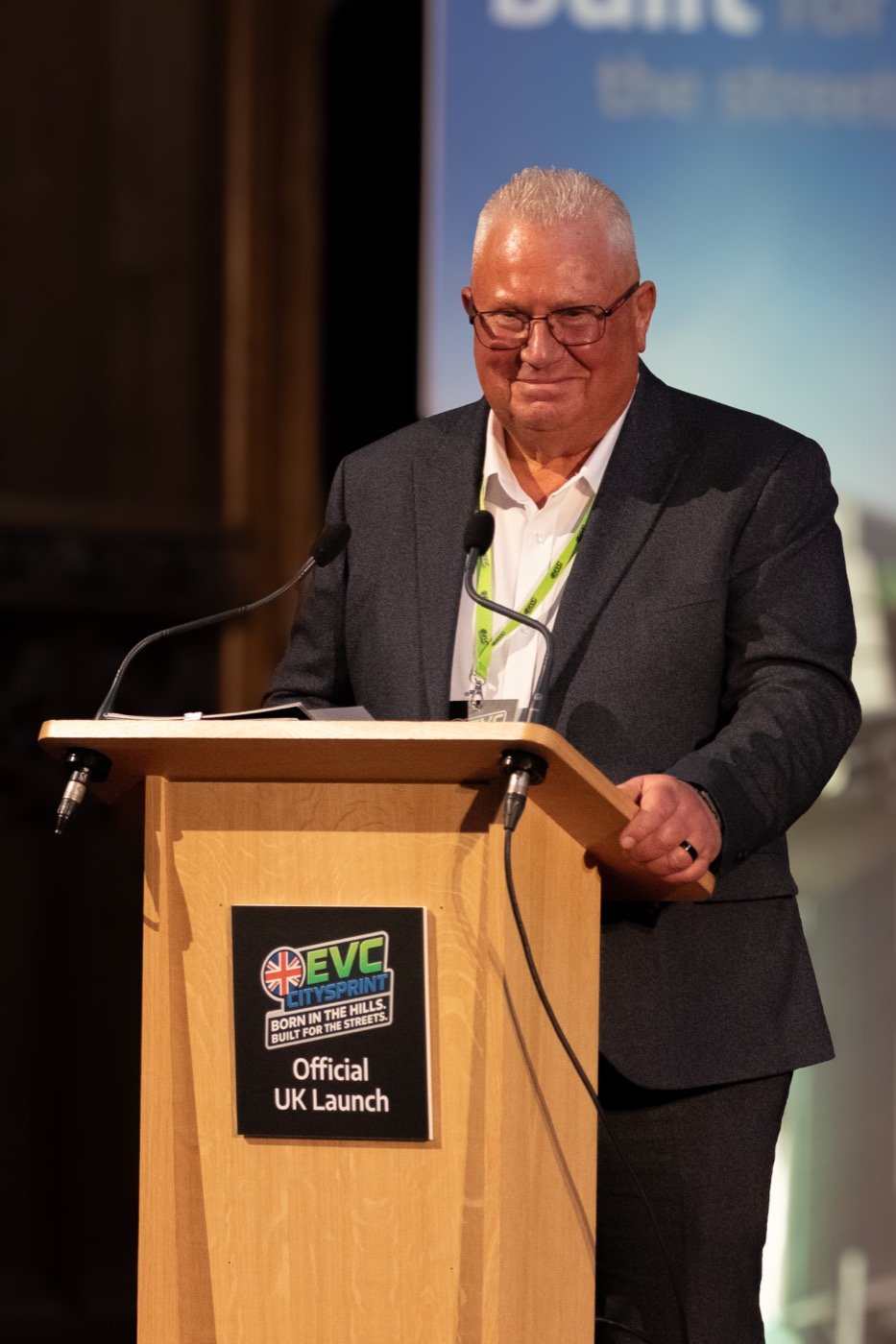 Guest speaker at the Official UK Launch podium